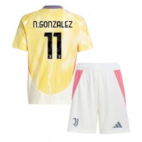 Camiseta Juventus Nicolas Gonzalez #11 Segunda Equipación Replica 2024-25 para niños mangas cortas (+ Pantalones cortos)